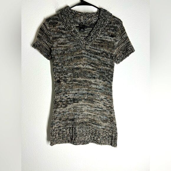 Wet Seal Women’s Crochet Sweater Short Sleeve Black Gray Brown Size S - Picture 1 of 8